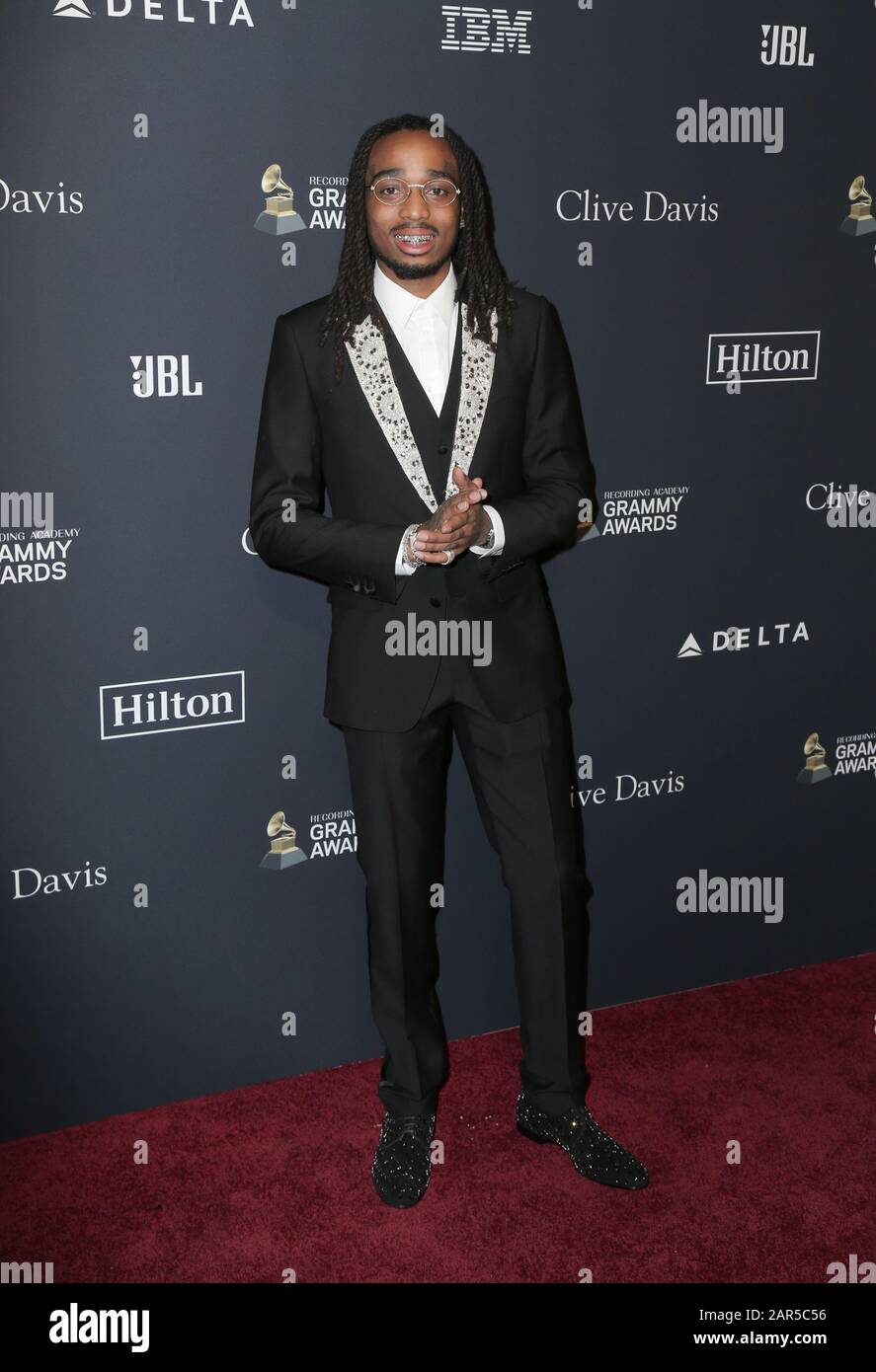 Quavo, der am 25. Januar 2020 im Beverly Hilton Hotel in Los Angeles, Kalifornien USA, den roten Teppich im Pre-Grammy-Gala von Clive Davis 2020 spazieren ließ (Foto von Parisa Afshahi/Sipa USA) Stockfoto