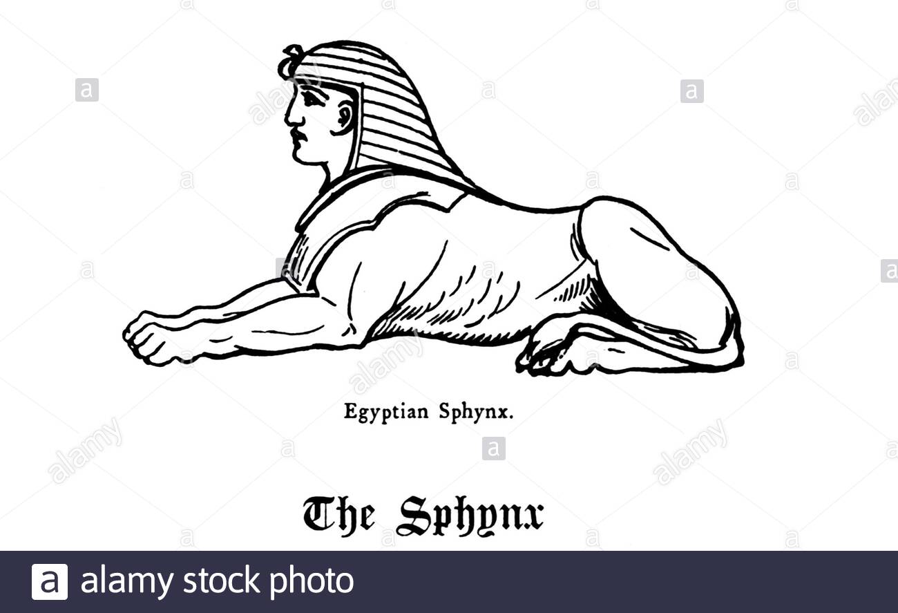Ägyptische Sphinx, klassische Illustration aus dem Jahr 1900 Stockfoto