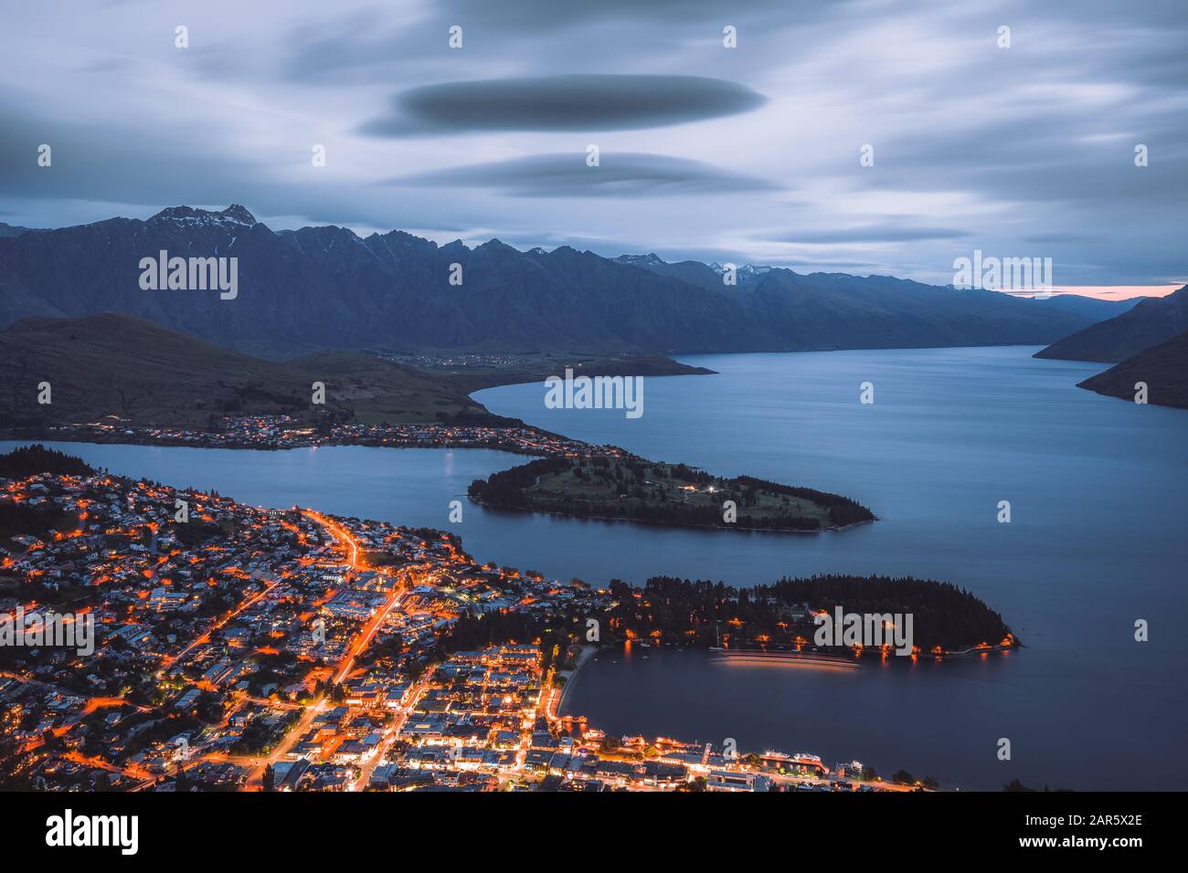 Legendärer Blick auf Queenstown, Neuseeland Stockfoto