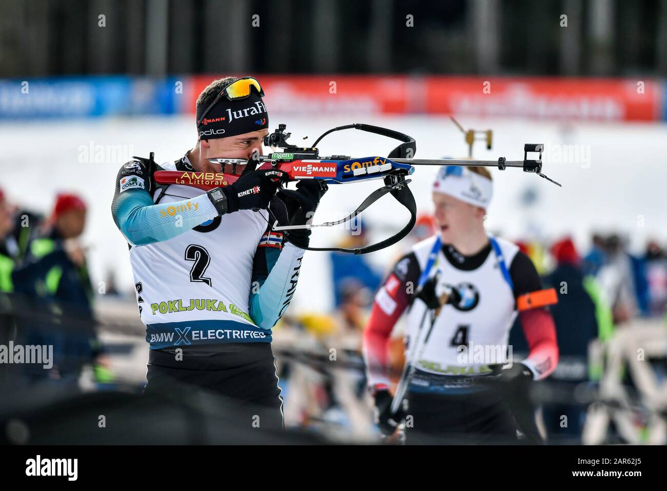 Poklijuka (SLO), Italien. Jan. 2020. Pokljuka 2020 - Massenstart Mann Fraa fillon maiilet quentin während BMW IBU Weltcup - Massenstartmänner - Biathlon - Credit: LPS/Marco Todaro/Alamy Live News Stockfoto