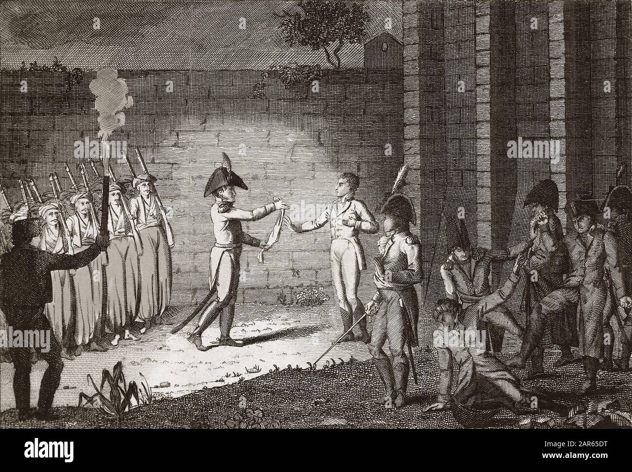 Execution de Louis Antoine Henri de Bourbon, Duc d'Enghien (1772-1804) le 20 mars, 1801 - Duc d'Enghien's execution in den Graben des Chateau de Stockfoto