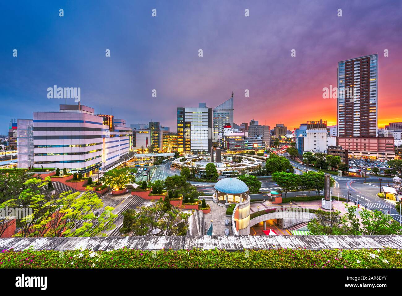 Hamamatsu City, Shizuoka, Japan Downtown Skyline in der Dämmerung. Stockfoto