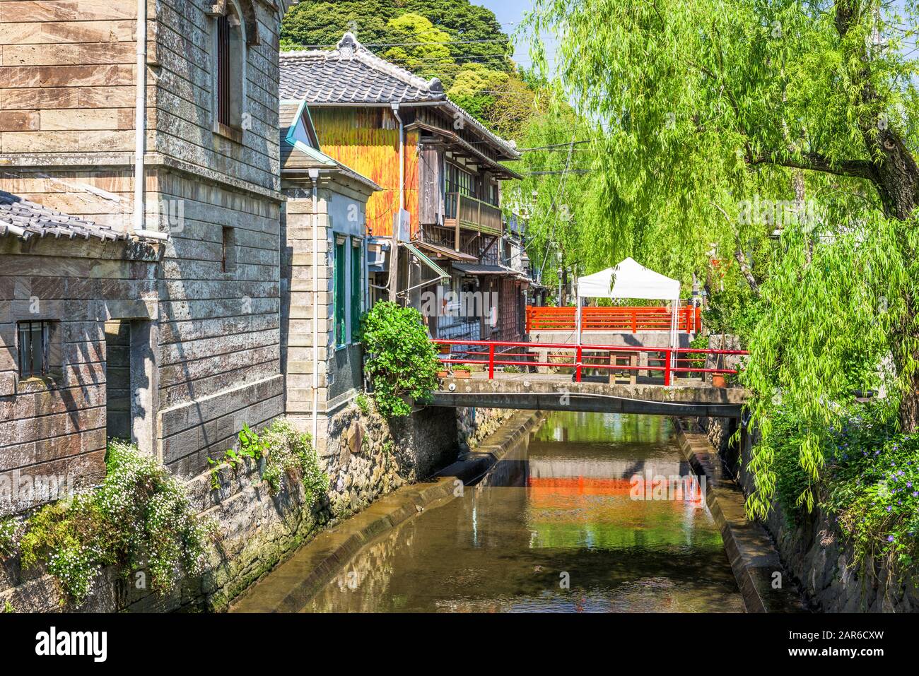 Shimoda, Japan auf der Perry Road und am Nachmittag Kanal. Stockfoto