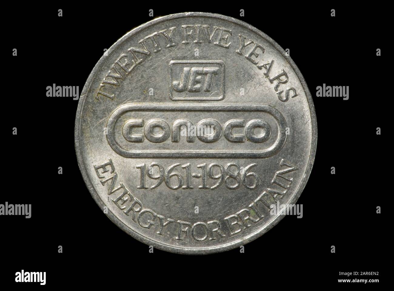 1986 CONOCO JET Silver Jubilee Token Stockfoto