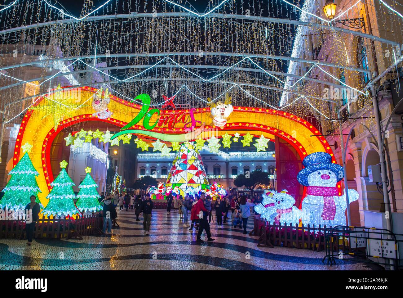 Lichtinstallation in Macau während des jährlichen Macau Light Festivals Stockfoto