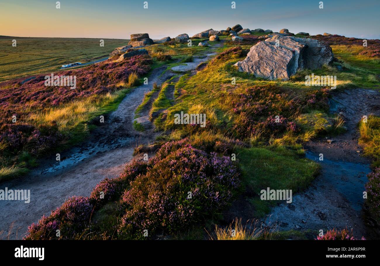 Higger Tor bei Sonnenuntergang, Derbyshire, England (5) Stockfoto