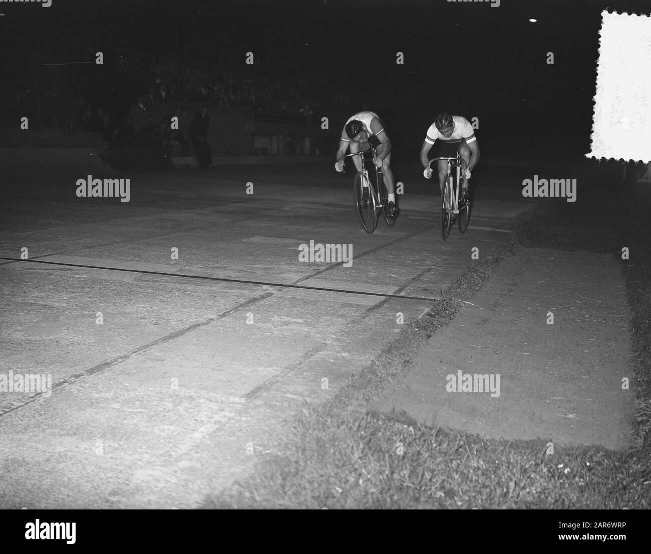 Stadion Revanche Weltmeisterschaften, Sprint Datum: 7. September 1955 Schlagwörter: Sprint, Revanches, Stadien, Weltmeisterschaften Stockfoto
