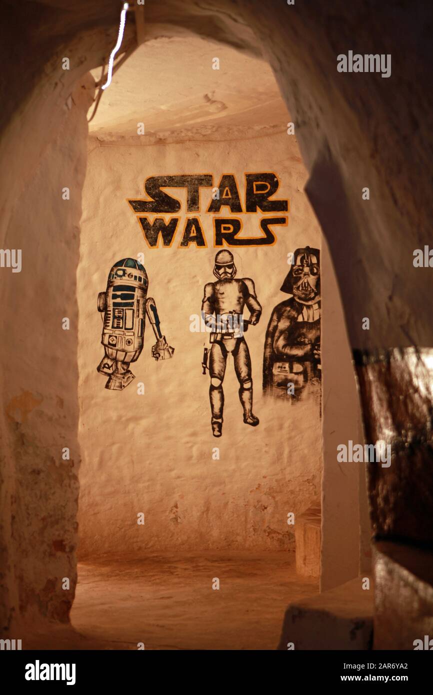 Ein unterirdisches Hotel Sidi Idriss in Matmata, Tunesien, wo ein Teil des Star Wars-Films gedreht wurde. Stockfoto