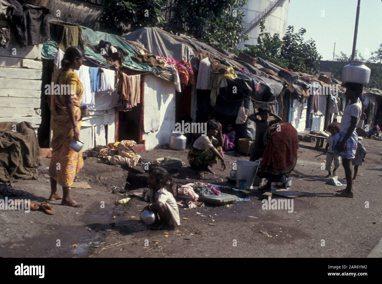 India Slum Scene, Chennai Stockfoto