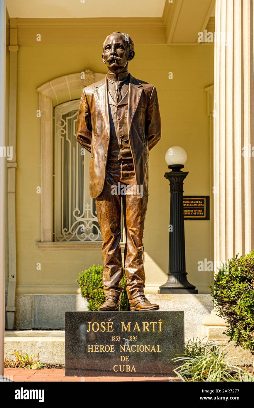 Jose Marti Statue, Botschaft Kubas, 2630 16th Street NW, Washington DC Stockfoto