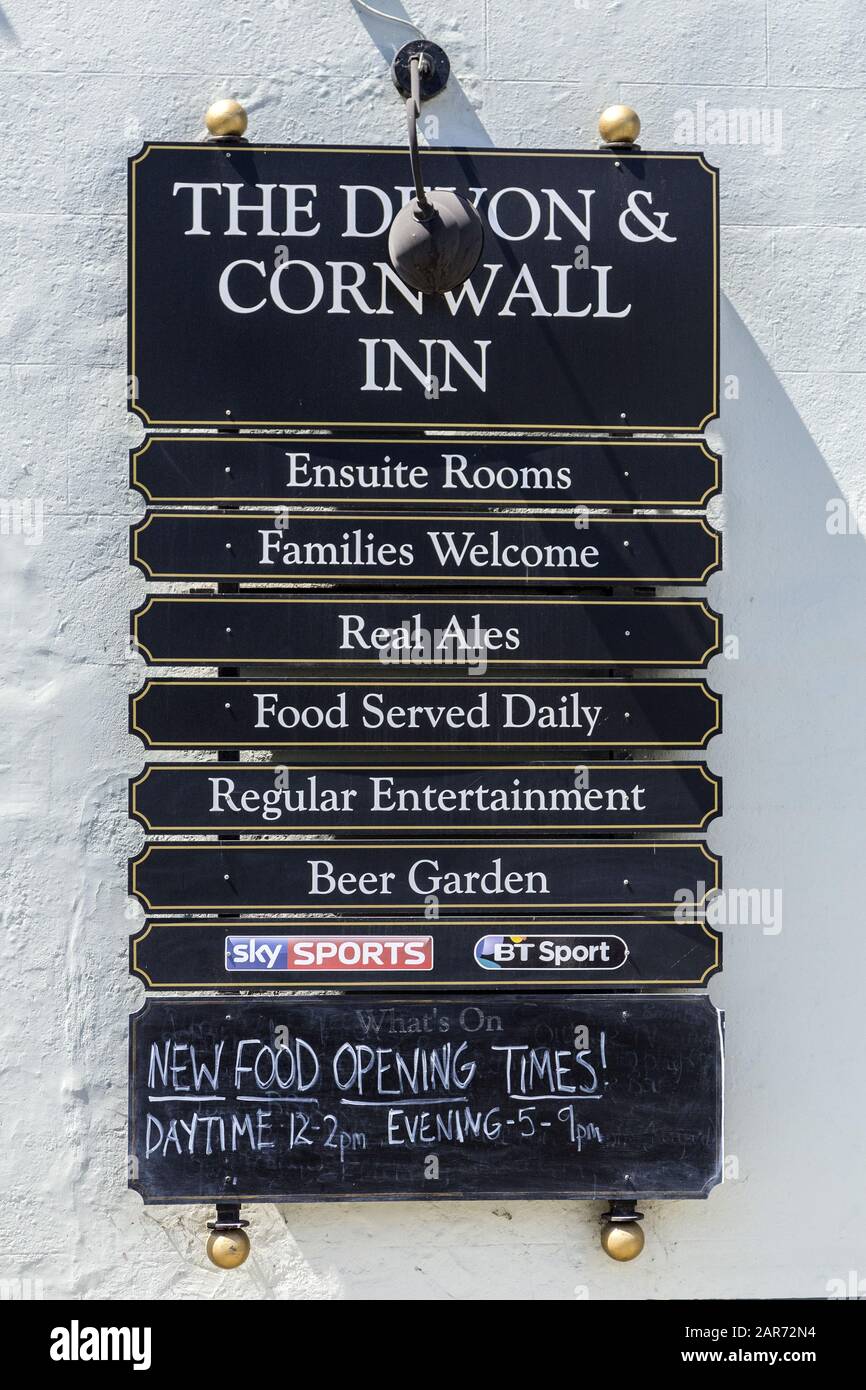 Devon und Cornwall, Millbrook, Cornwall, Großbritannien, Teil der Punch Taverns Group. Stockfoto