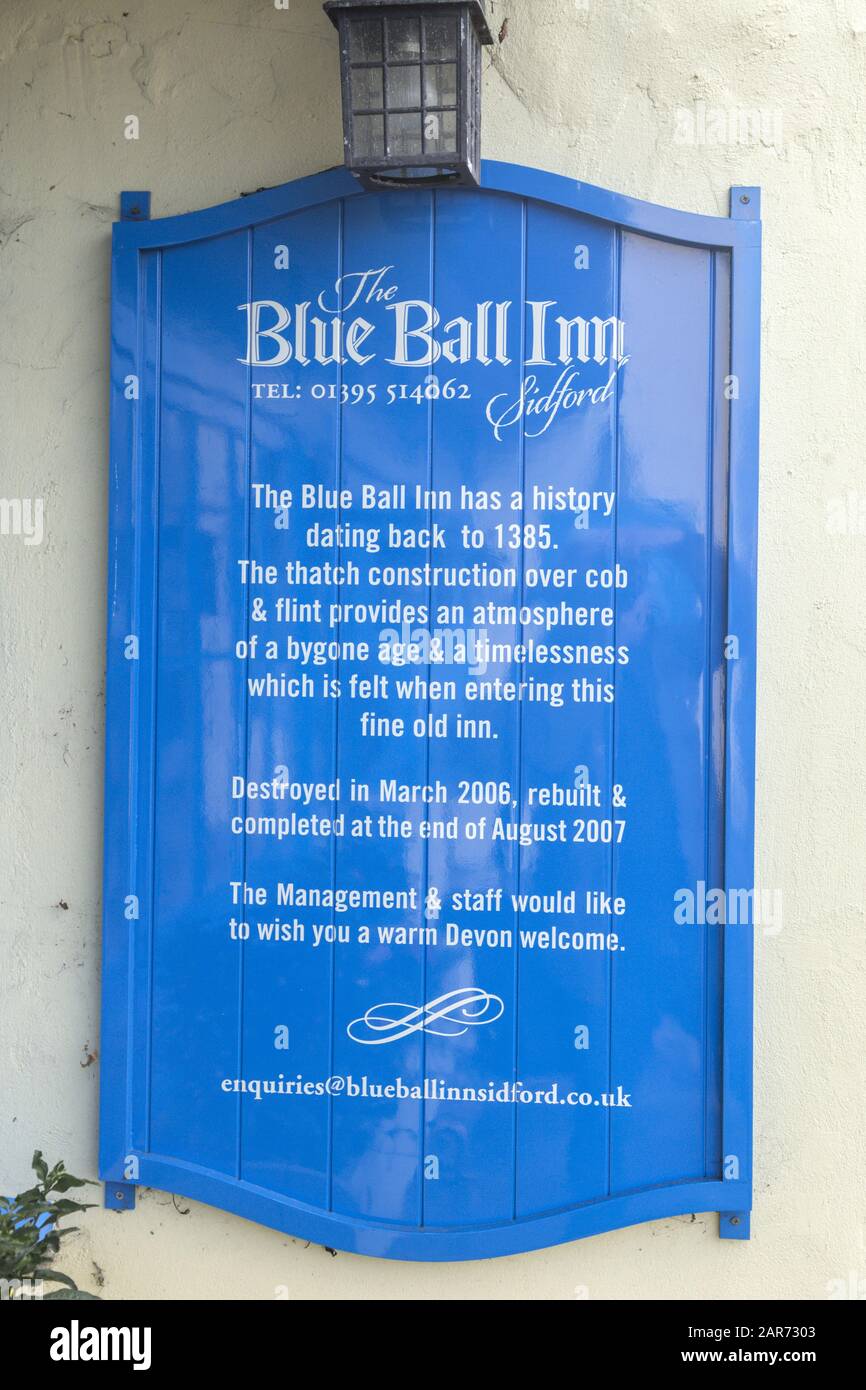 The Blue Ball Inn, Sidford, Pub in der Nähe von Sidmouth, Devon, Großbritannien, Teil der Tavernen von Punch Stockfoto