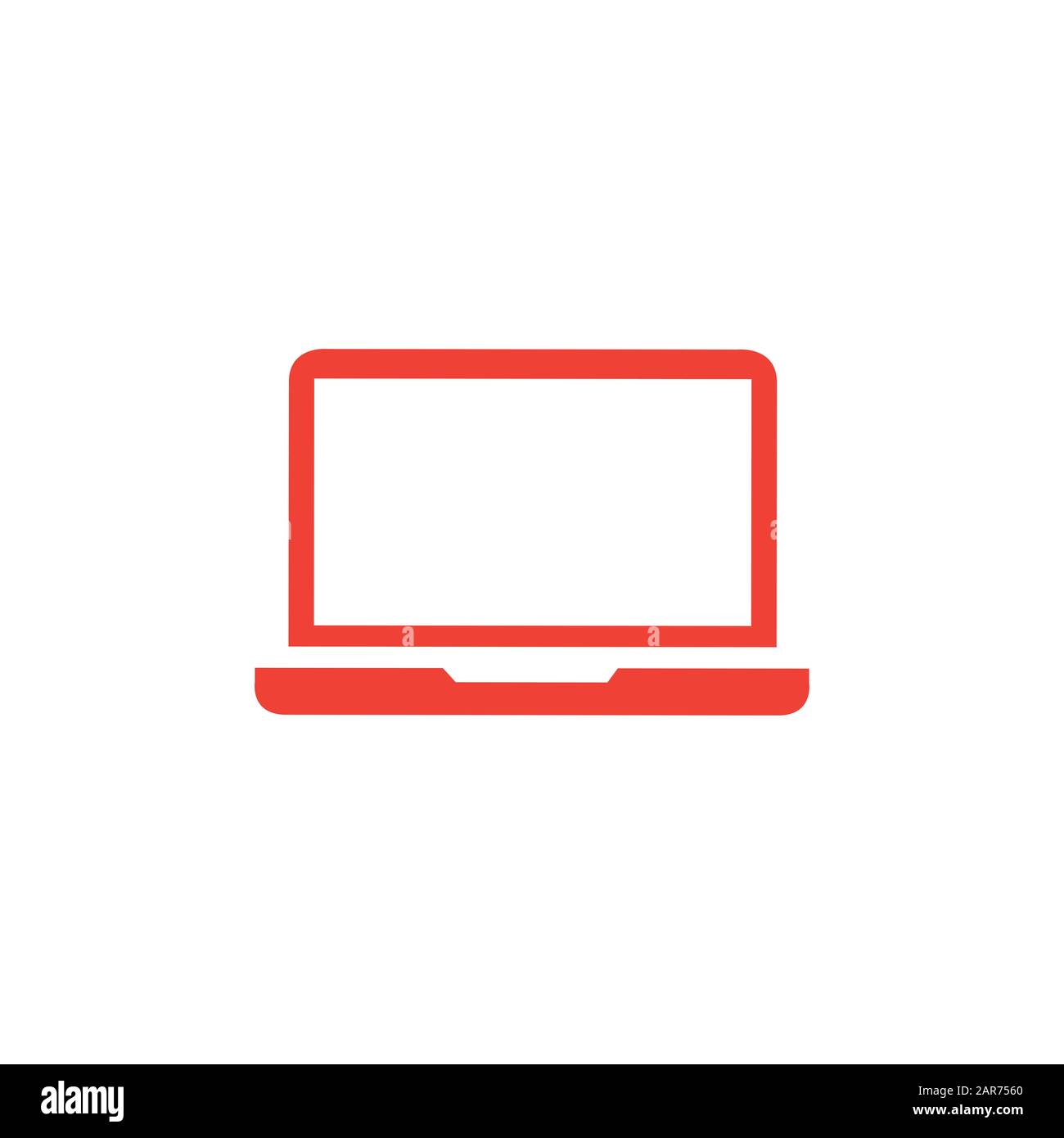 Rotes Laptop-Symbol Auf Weißem Hintergrund. Rote Vektor-Grafik Mit Flacher Form. Stockfoto