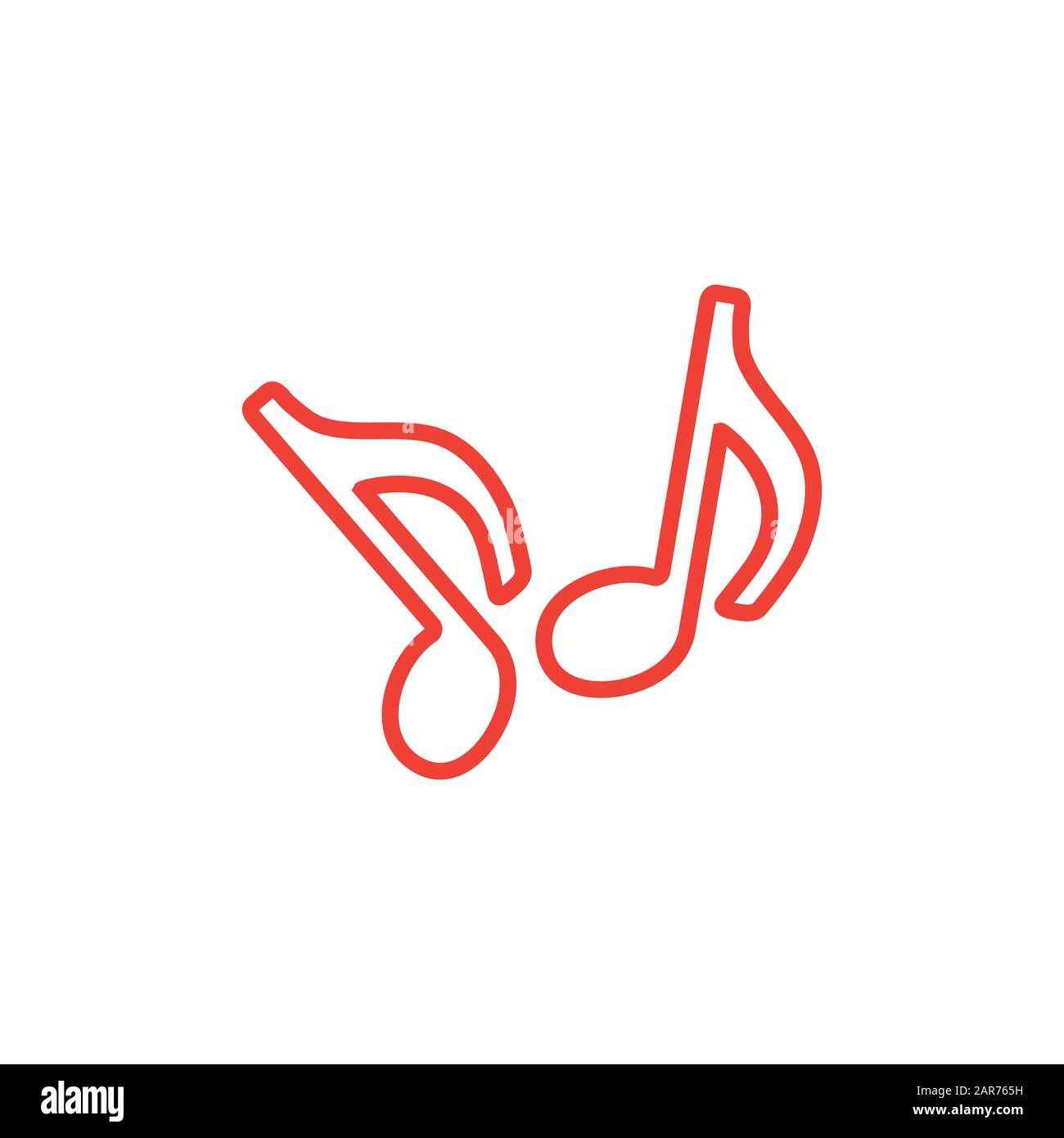 Music Note Line Rotes Symbol Auf Weißem Hintergrund. Rote Vektor-Grafik Mit Flacher Form. Stockfoto