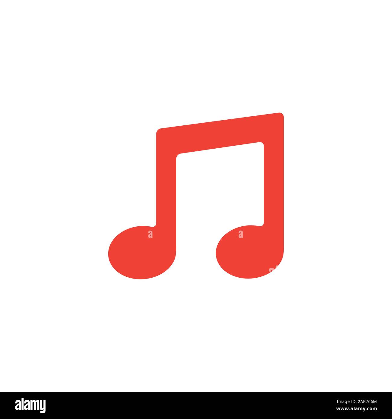 Music Note Rotes Symbol Auf Weißem Hintergrund. Rote Vektor-Grafik Mit Flacher Form. Stockfoto