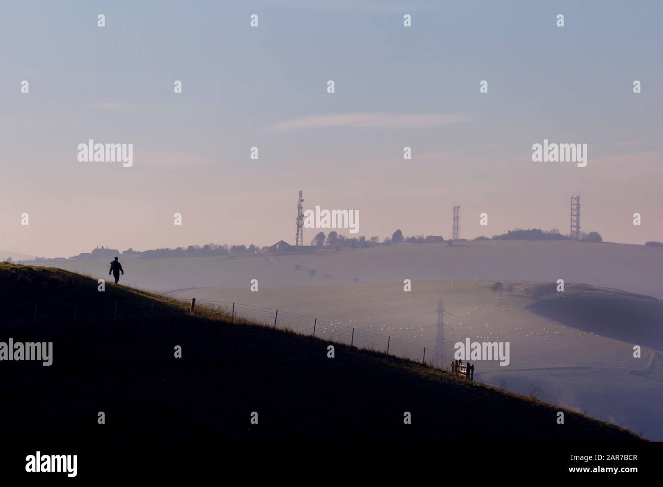 Zu Fuß auf der Brighton Country Side Stockfoto