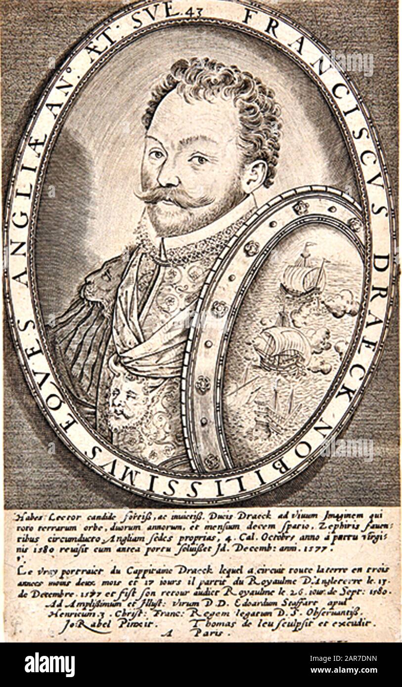 Francis DRAKE (c 1540-1596) englischer Kapitän des Meeres, Pirat und Entdecker Stockfoto