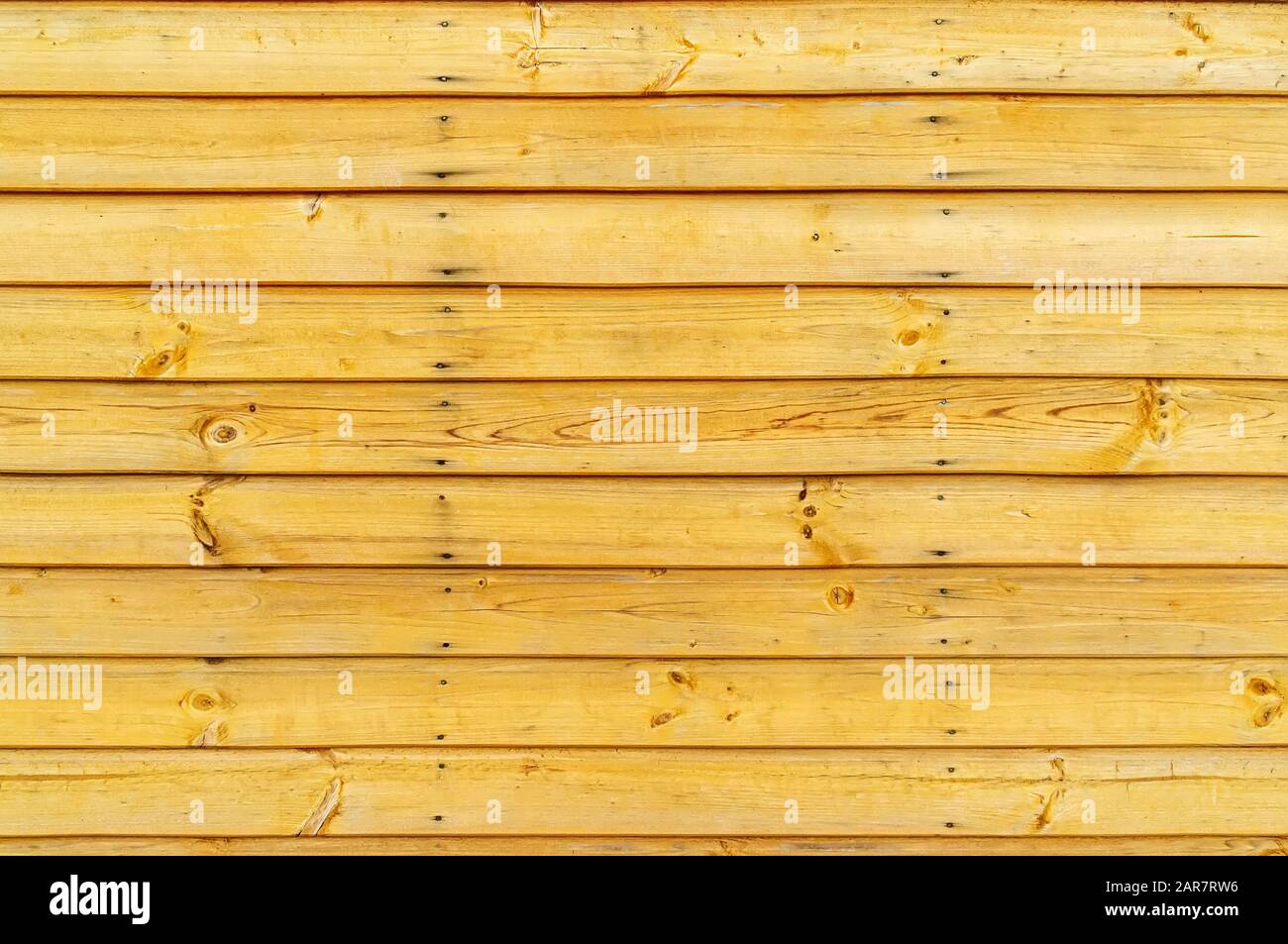 Unbehandeltes Holz, Holzgitter oder Wand mit Nägeln. Nahaufnahme. Hintergrund Stockfoto