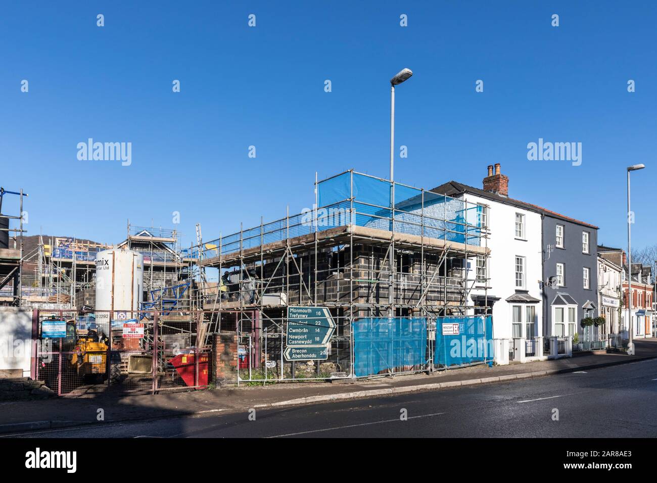 Gebäudekonstruktion, Abergavenny, Wales, Großbritannien Stockfoto
