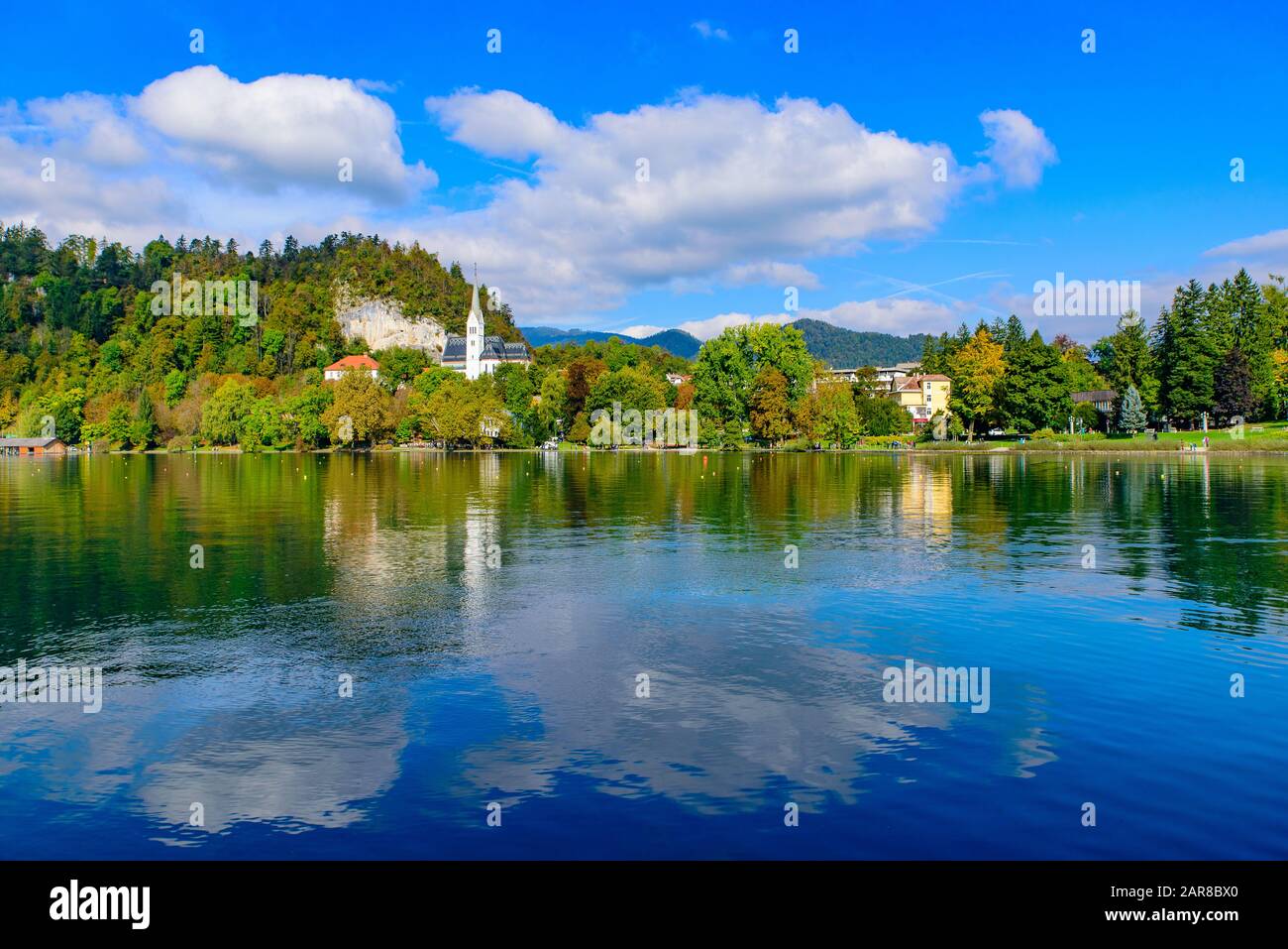 Der Bleder See, ein beliebtes Touristenziel in Slowenien Stockfoto