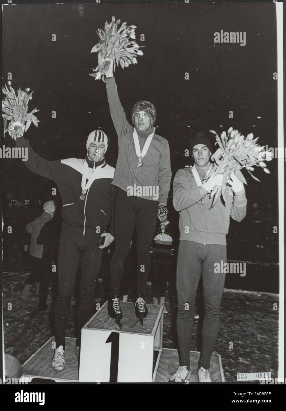 Sport, Schlittschuhlaufen, hultieren, Mayer Anton Datum: Undatierte Stichwörter: Hulationen, Skaten, Sportsendungen Name: Mayer Anton, Schenk, Ard, Verkerk, Kees Stockfoto