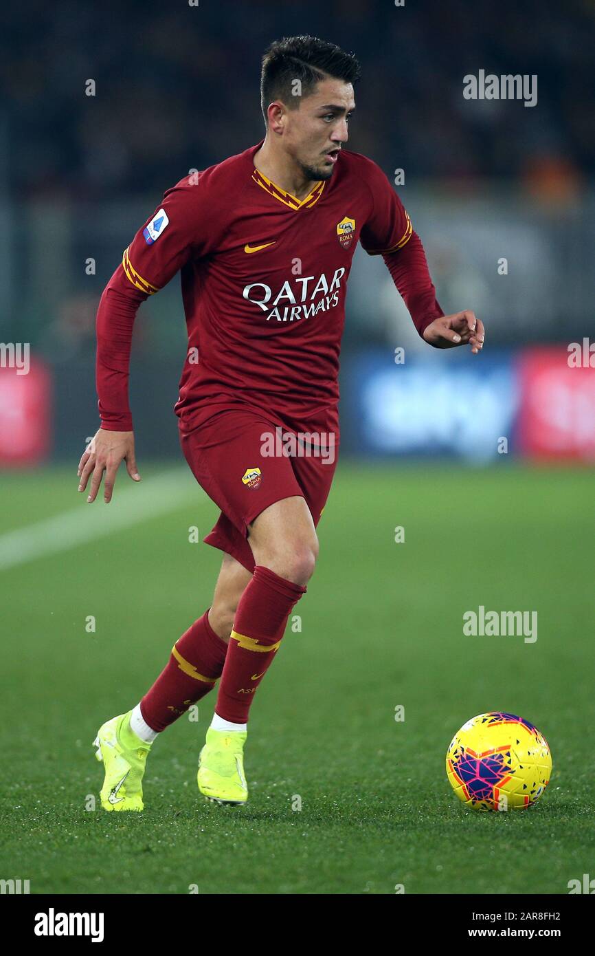 Rom, Italien. Januar 2020. ROM, Italien - 26. januar 2020: Cengiz Unter (AS ROMA) im Einsatz während des italienischen Serie-A-Fußballderby-Spiels As Roma VS Ss Lazio, im Olympiastadion Rom am 26/01/2020 Credit: Independent Photo Agency/Alamy Live News Stockfoto