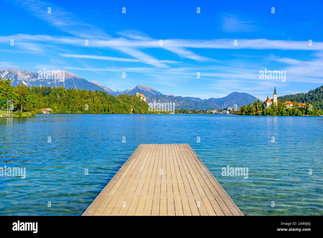 Der Bleder See, ein beliebtes Touristenziel in Slowenien Stockfoto Der Bleder See, ein beliebtes Touristenziel in Slowenien Stockfoto