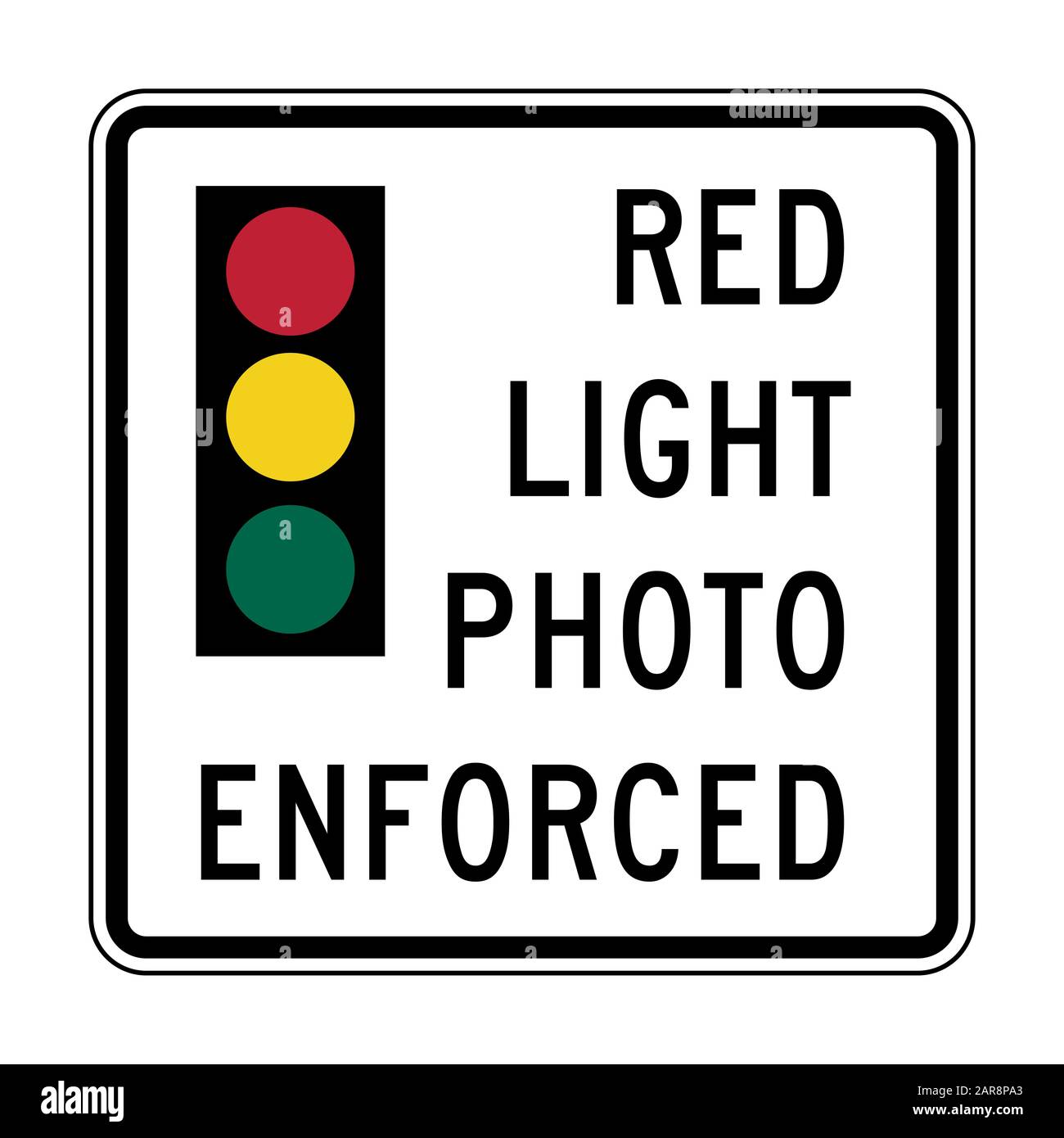 Erzwungenes Straßenschild mit Rotlichtfoto Stockfoto