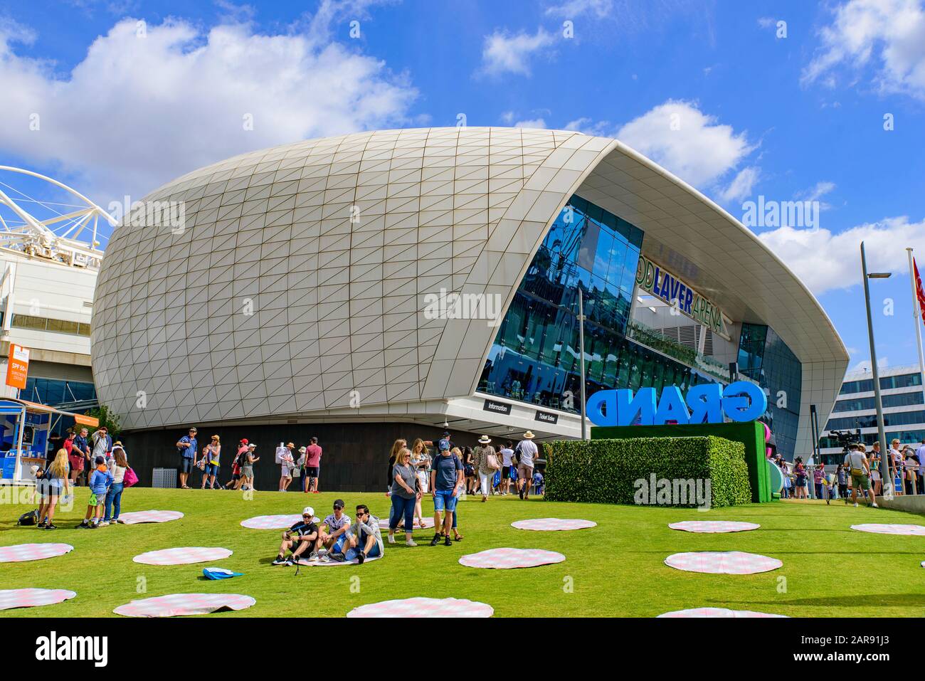 Rod Laver Arena for Australian Open 2020, eine Tennisanlage im Melbourne Park, Melbourne, Australien Stockfoto