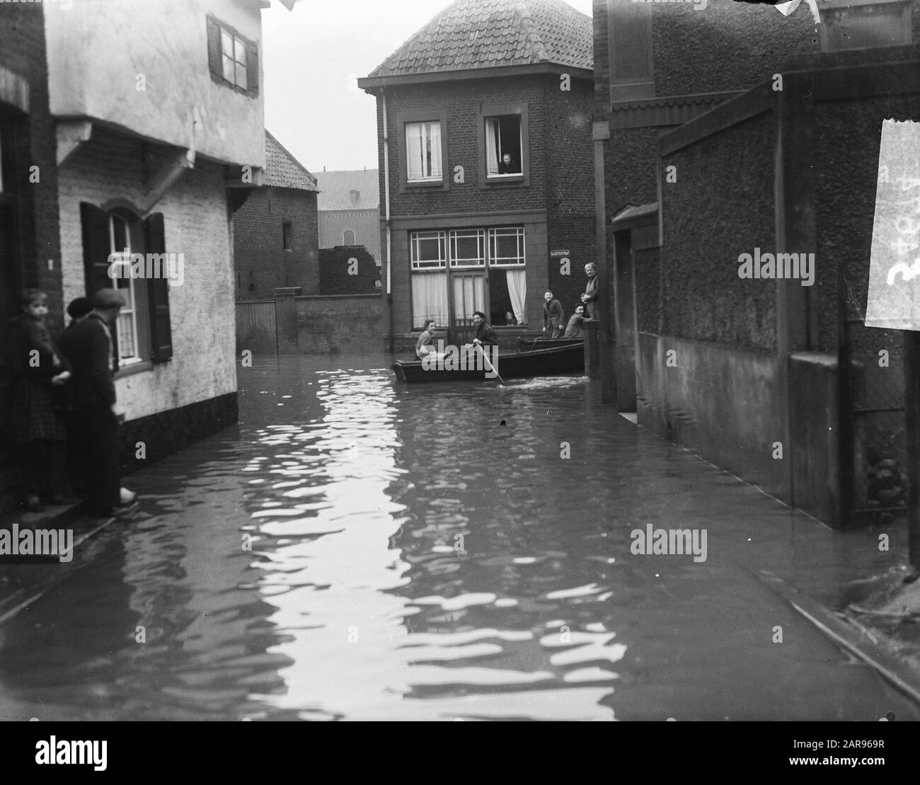 Flutbilder bei Urmond Datum: 23. Dezember 1952 Ort: Limburger Urmond Schlüsselwörter: Überschwemmung Stockfoto