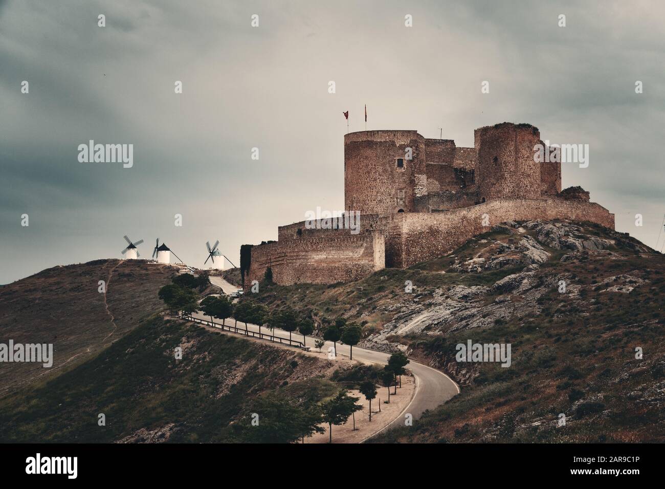 Schloss in Consuegra in der Nähe von Toledo in Spanien Stockfoto