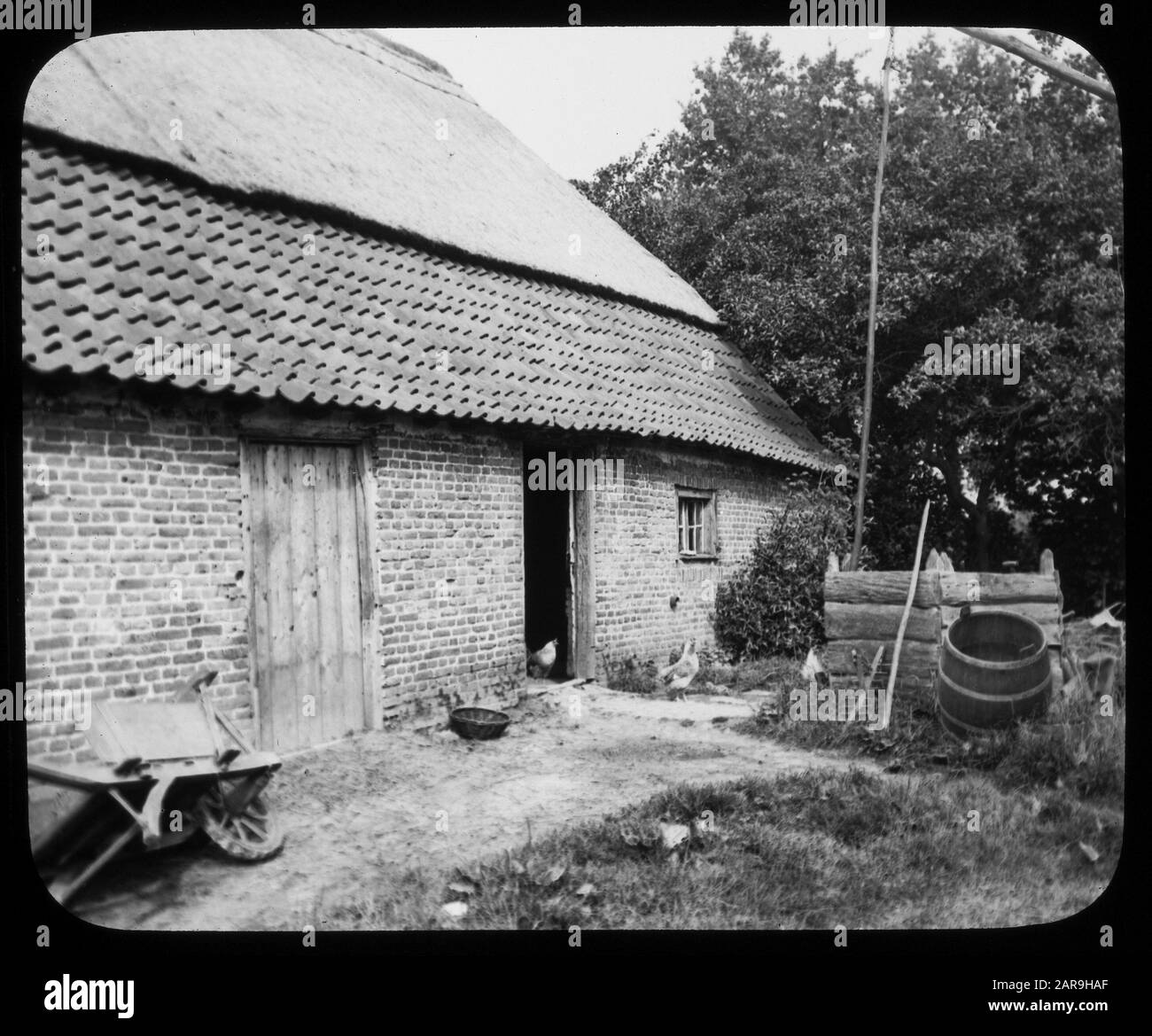 Alte landwirtschaftliche Gebäude, Wohnungen Datum: Undatierte Lage: Esbeek Schlüsselwörter: Alte landwirtschaftliche Gebäude, Wohnungen Stockfoto