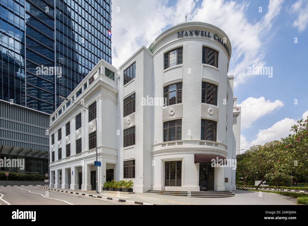 Custom House, Maxwell Road, die Architektur ist ein denkmalgeschütztes Gebäude. Singapur. Stockfoto