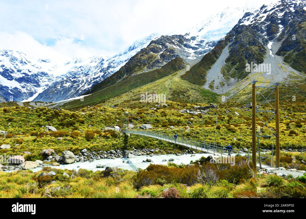 Schöner Blick auf den Gletscher im Mount Cook National Park, South Island, Neuseeland Stockfoto