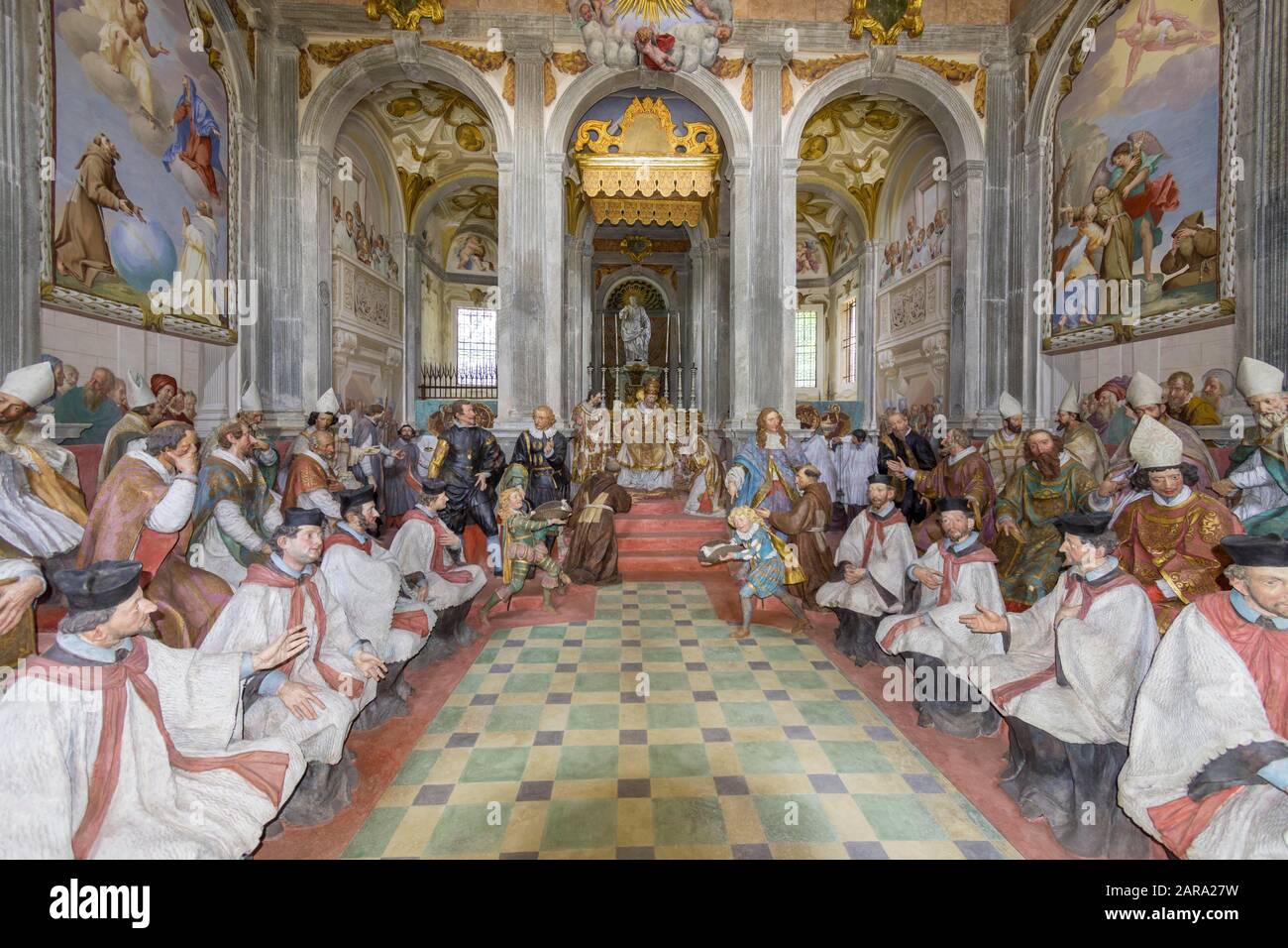 Heiligsprechung des heiligen Franziskus, Kapelle am Sacro Monte, Orta San Giulio, Provinz Novara, Italien Stockfoto