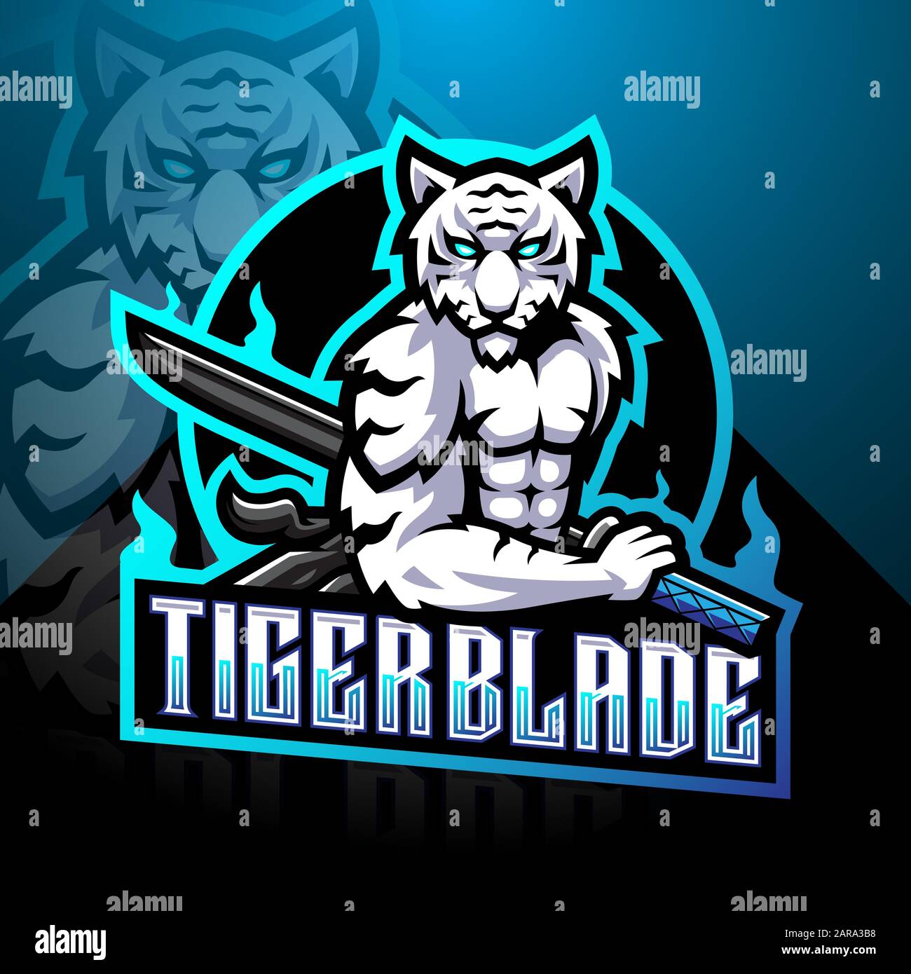 Weisser Tiger Mit Maskottchen Logo Fur Den Rotorblattanschluss Stock Vektorgrafik Alamy