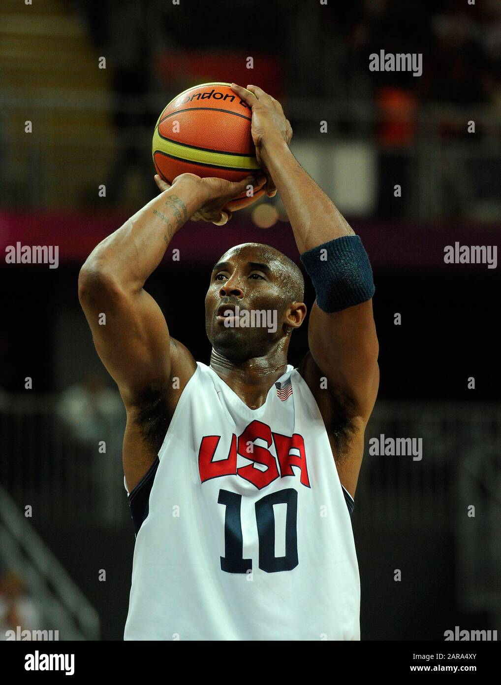 Kobe BRYANT (USA) Einzelaktion. Basketball-Vorrundengruppe A: USA - Frankreich Olympische Sommerspiele 2012 in London/England, 29. Juli 2012 - Olympische Spiele 2012 in London/England, 29. Juli 2012 - weltweite Nutzung Stockfoto