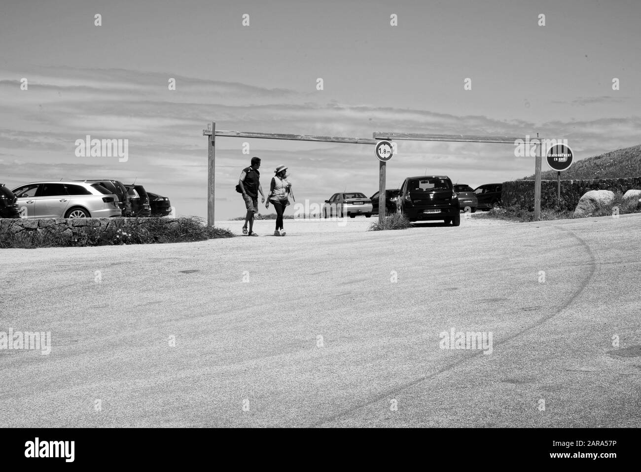Parkplatz mit Höhensperre, Storkensohn, Haut Rhin, Grand EST, Frankreich, Europa Stockfoto