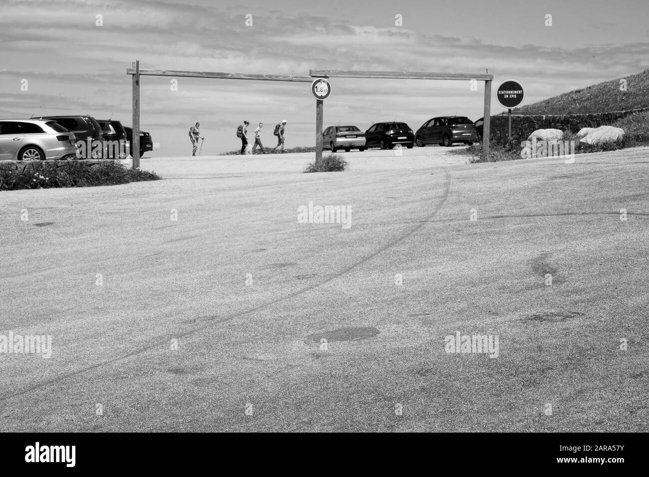 Parkplatz mit Höhensperre, Storkensohn, Haut Rhin, Grand EST, Frankreich, Europa Stockfoto