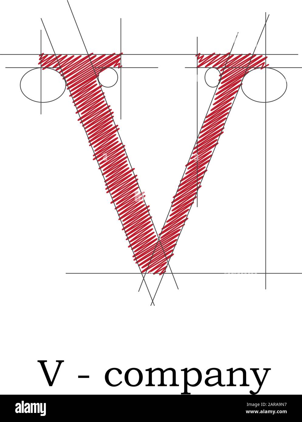 Vektor-Zeichen-Designbuchstabe V Stock Vektor