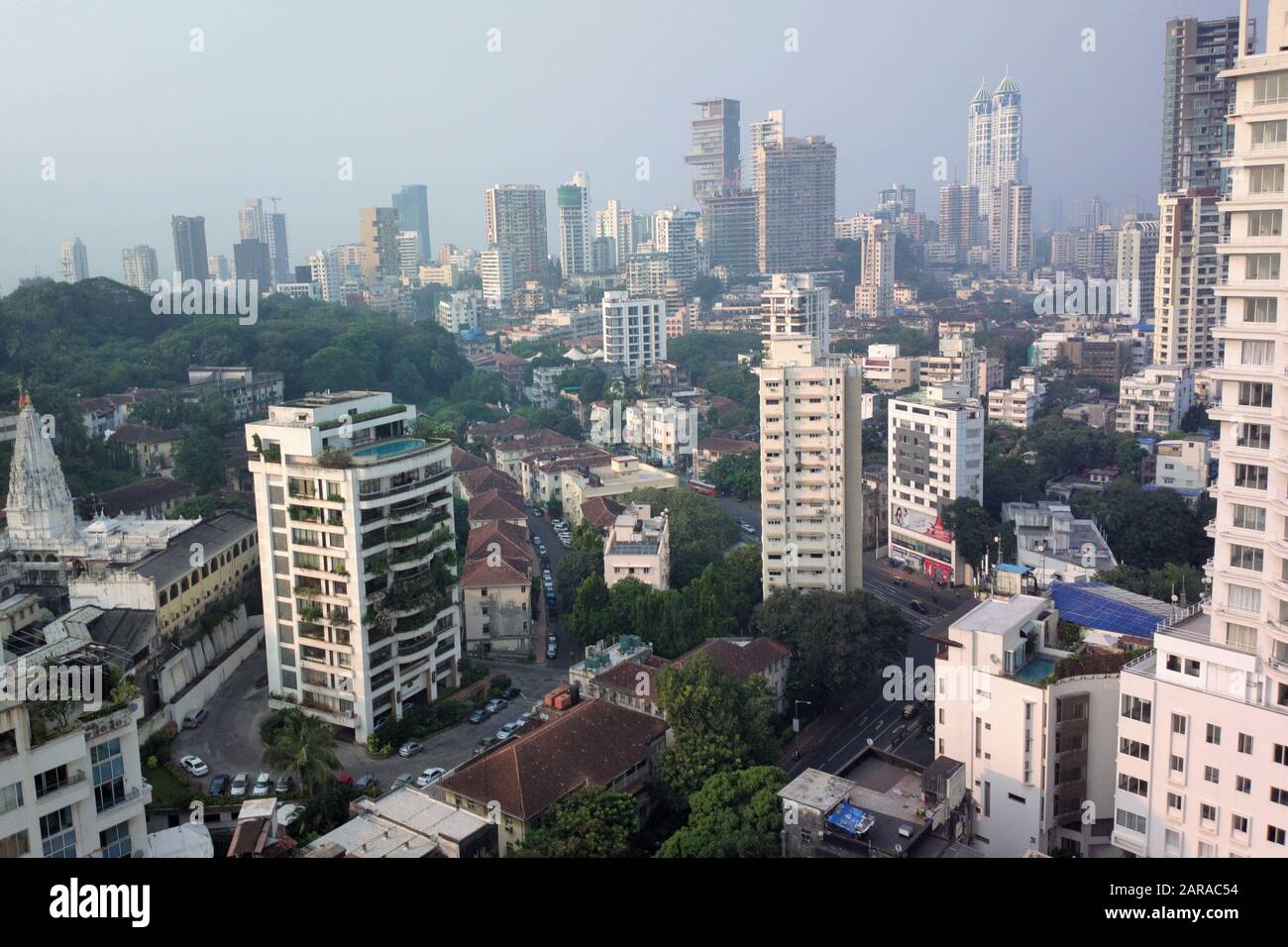 Luftbild, Babulnath-Tempel, Chowpatty, Girgaon, Mumbai, Maharashtra, Indien, Asien Stockfoto