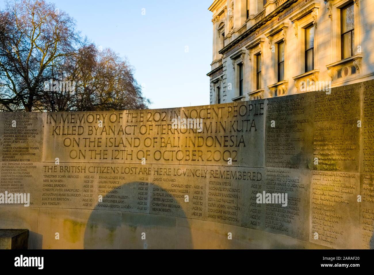Londoner Denkmal für die Opfer des Terrorbombenanschlags von Bali aus dem Jahr 2002 Stockfoto