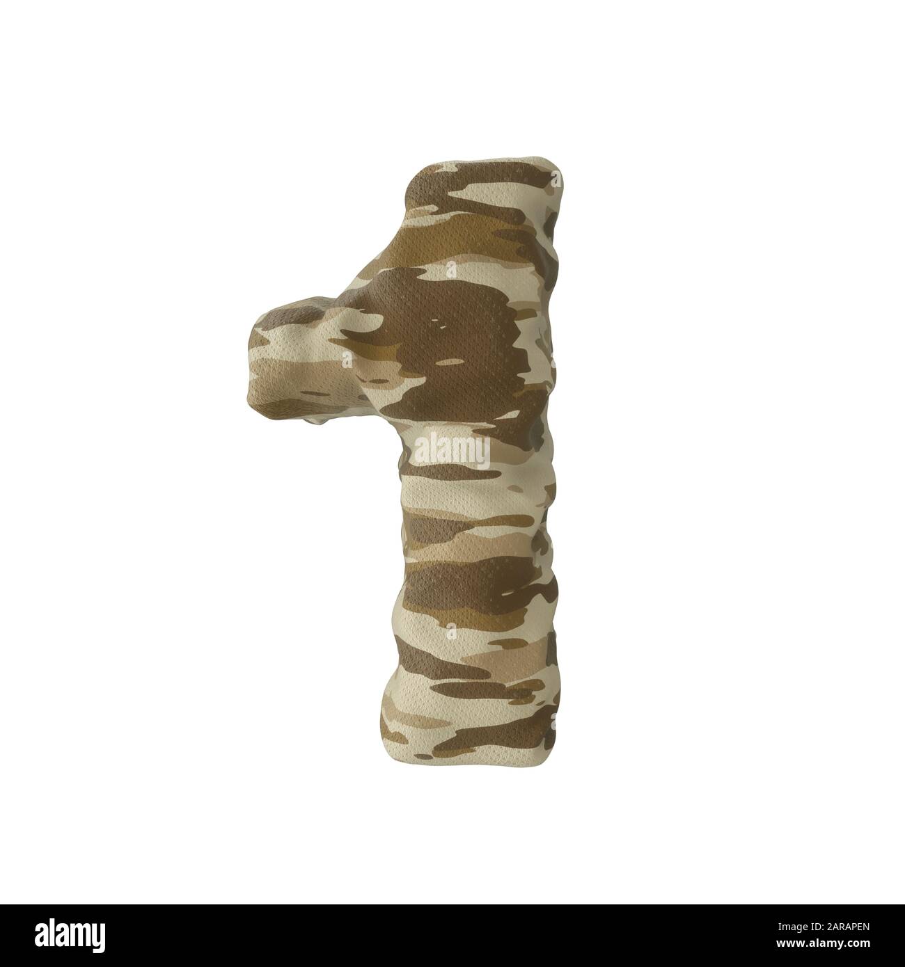 Tarnung Armee-Zahlen von 1, 3D-Rendering isoliert auf weißem Hintergrund - Illustration Stockfoto