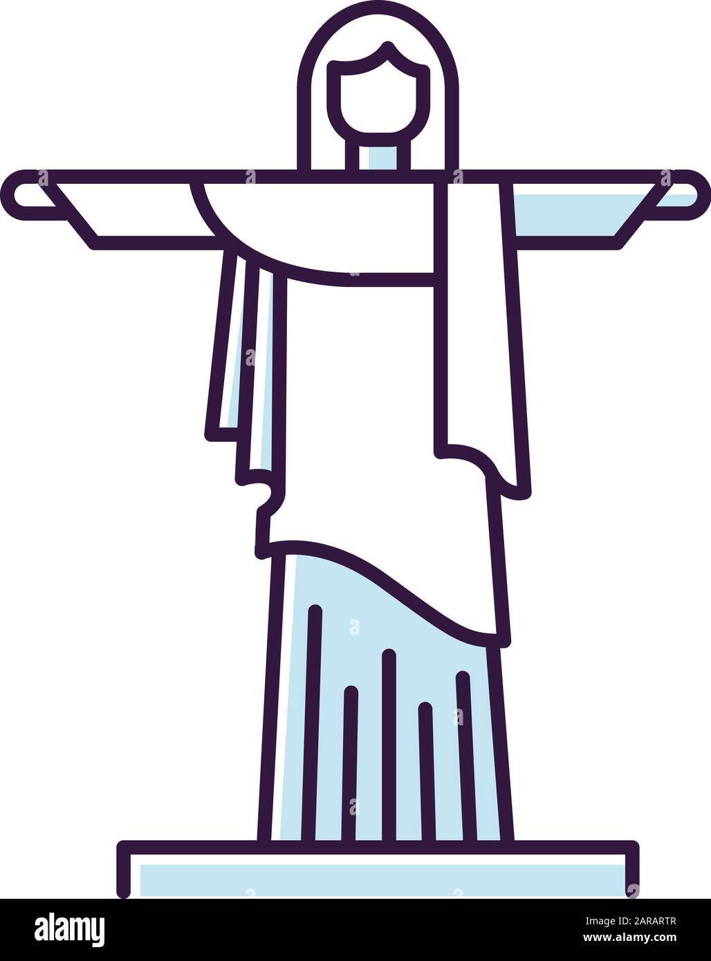 Christus das Symbol für die blaue RGB-Farbe des Erlösers. Brasilianische Skulptur. Cristo Redentor. Statue von Rio de Janeiro. Berühmtes Wahrzeichen. Das Christentum. Architektur Brasiliens Stock Vektor