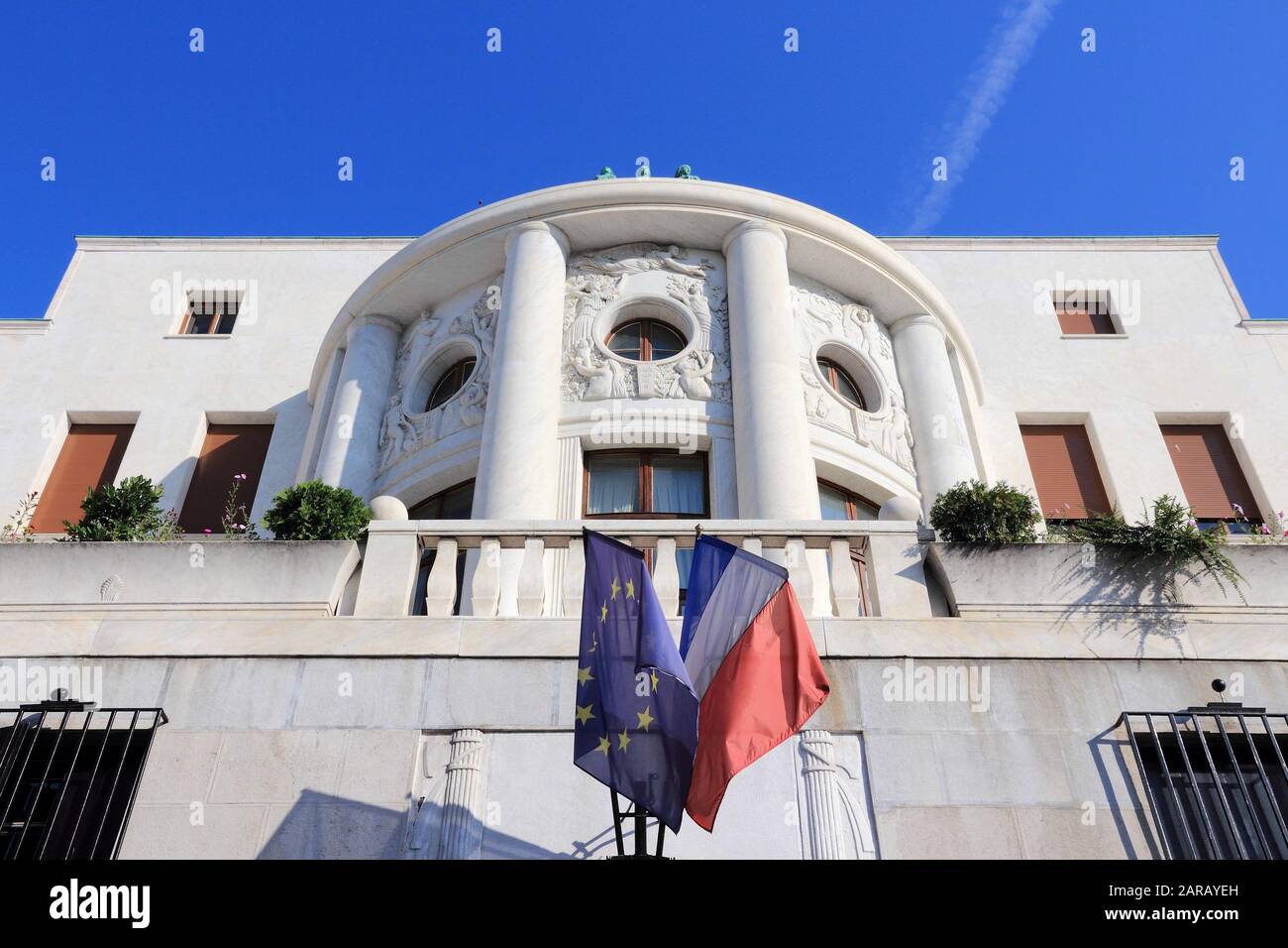 Botschaft Frankreichs in Belgrad, Serbien. Ausländische diplomatische Mission. Stockfoto