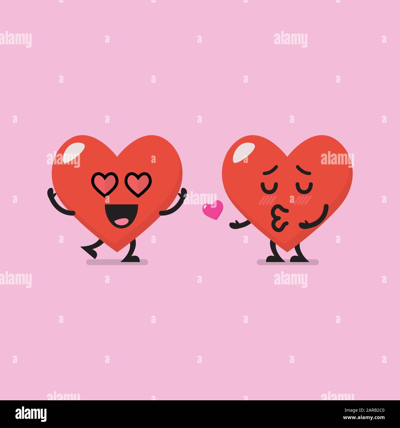 Herzfiguren lieben Emoji. Lustiger Zeichentrick-Emoticon Stock Vektor