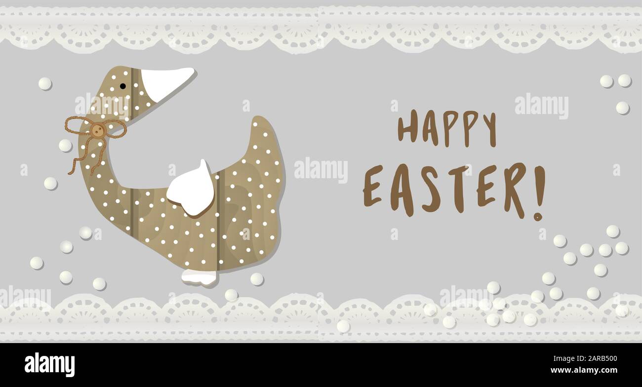 Ostern. Gans Vektorgrafiken. Ente. Hausvogel. Holzfigürchen. Dekoratives Element für Ihr Design. Frohe ostern. Stock Vektor