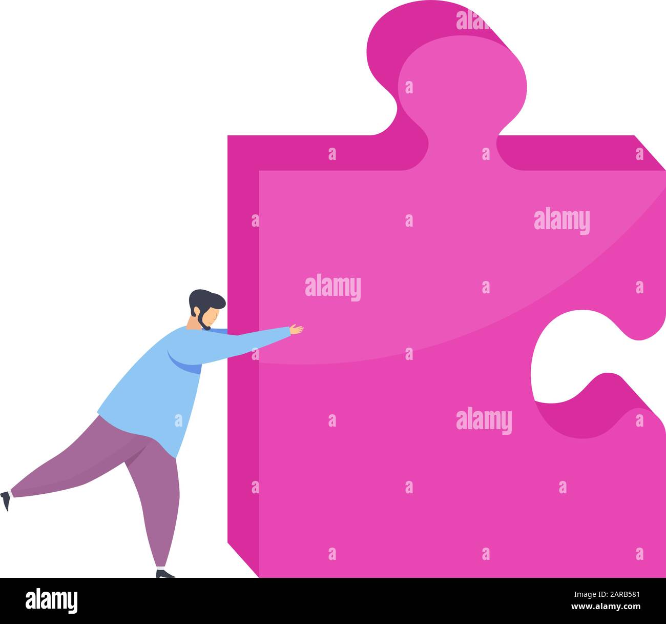 Winziger Mann treibt ein Rätsel auf Stock Vektor