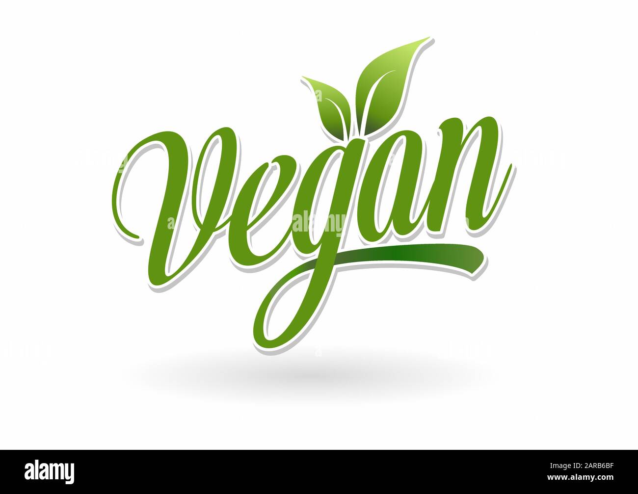 Veganes Logo frisches grünes Blatt auf weißem Hintergrund Stock Vektor