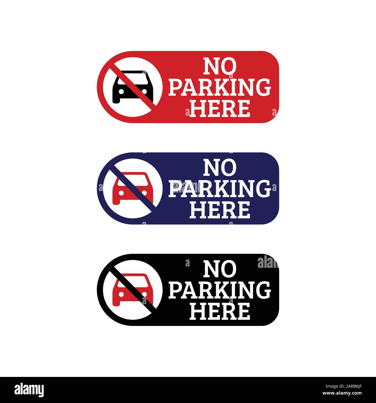 Kein Parkzeichen in mehreren Farben auf weißem Hintergrund, Stock Vektor